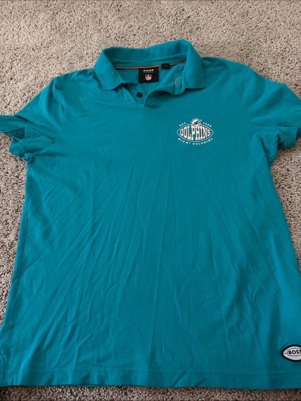 Boss Teal Miami Dolphins Logo Polo